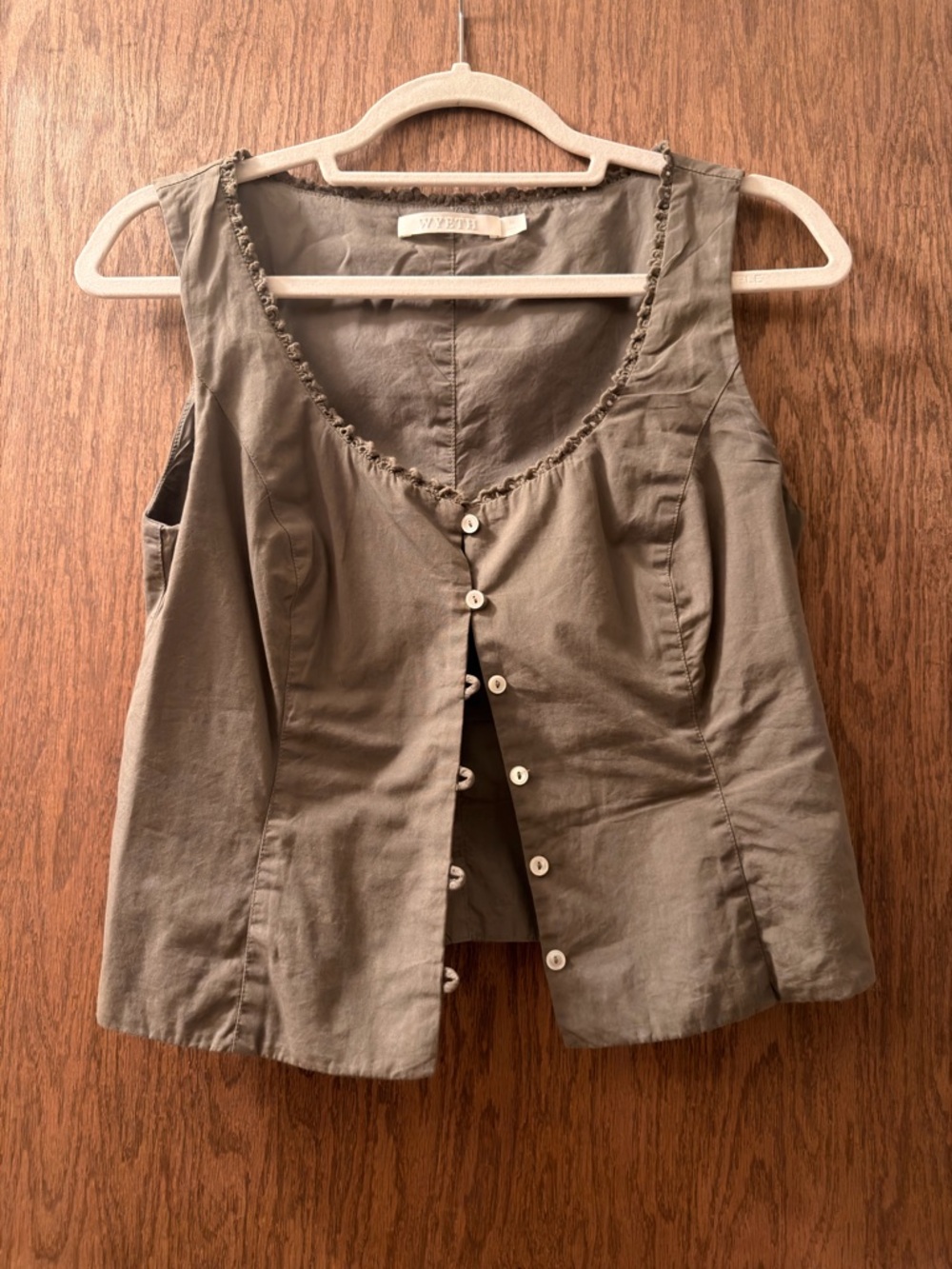 Wyeth by Todd Magill Olive Green Button-Front Sleeveless Top